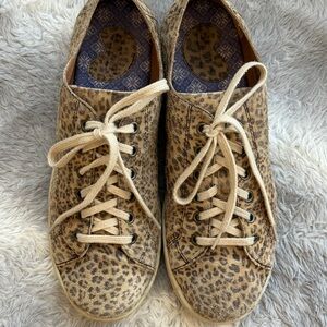 Born Kai Leopard Print Lace-Up Suede Sneakers